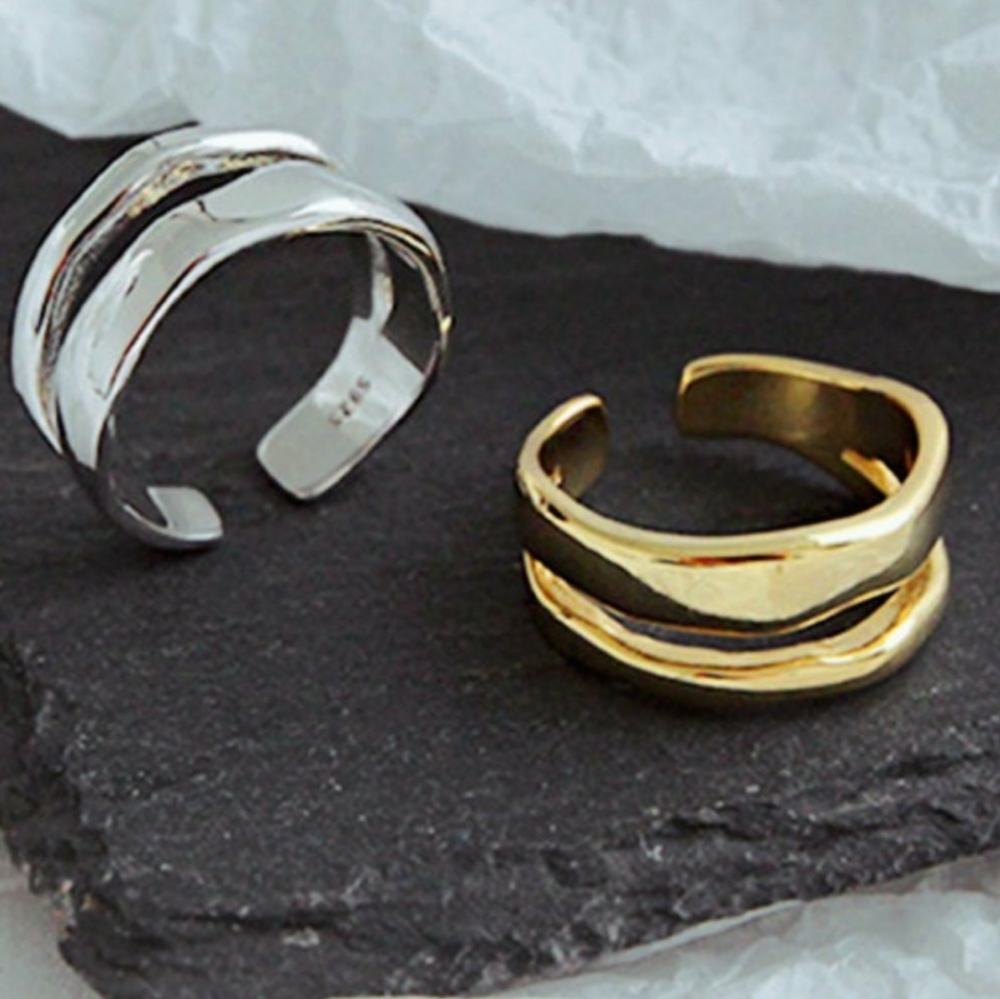 NEW Gold/Silver Double Wave Adjustable Ring - Picture 4 of 8